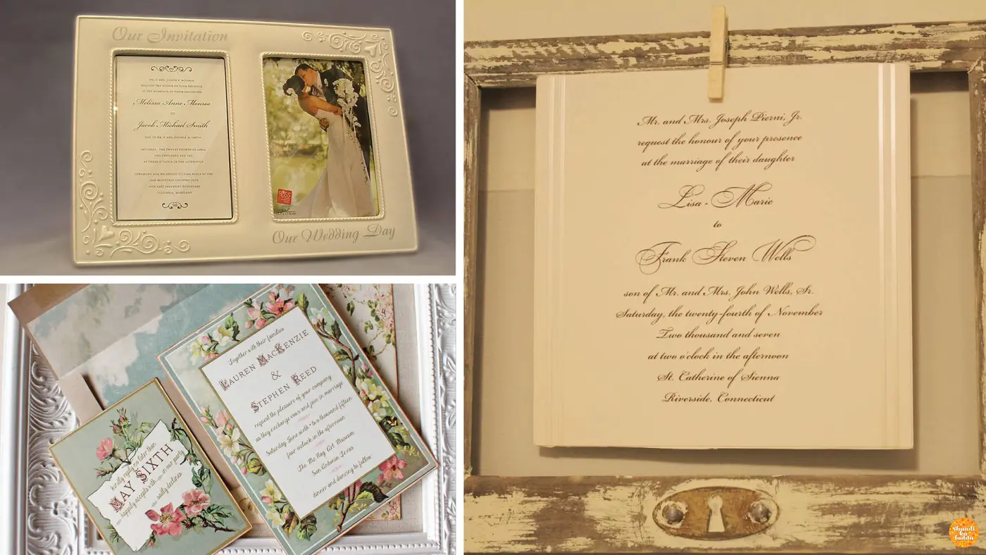 Re-usable photoframes as wedding invites for your guests.