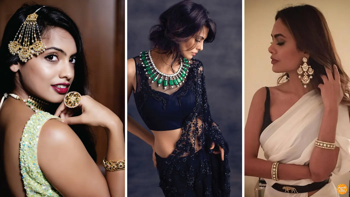 Maang tikka, jhumars, necklace and heavy danglers