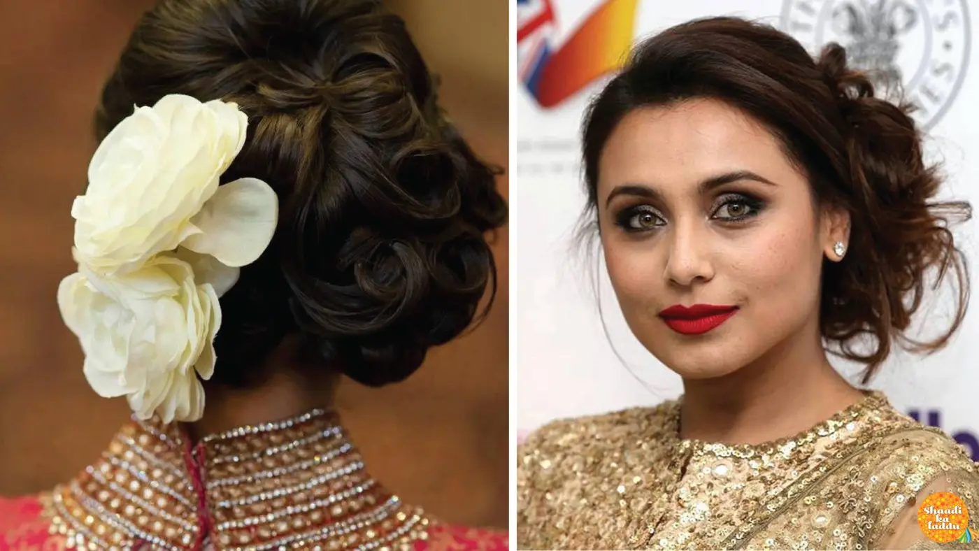low placed messy bun with accessories hairstyle