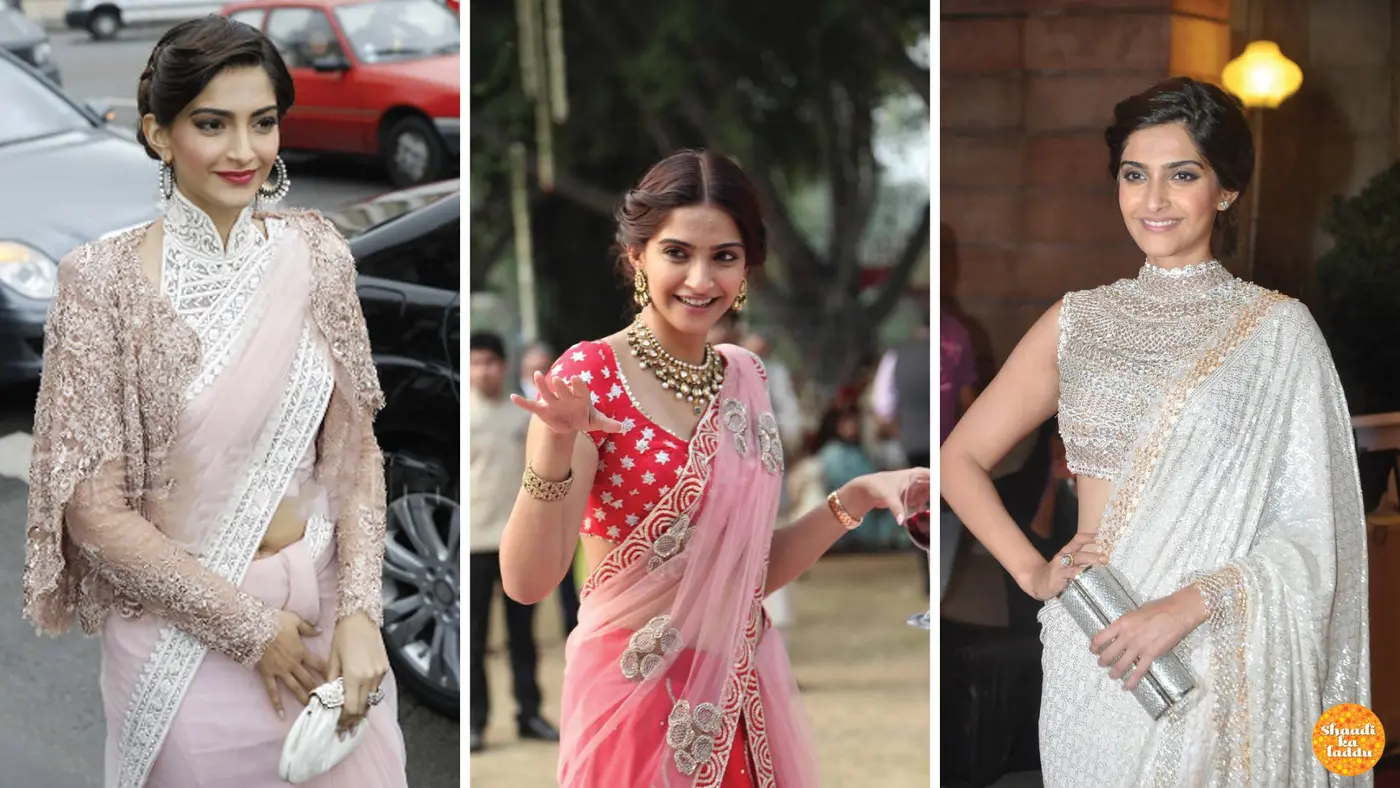 Actress sonam kapoor in saree at different wedding occasions