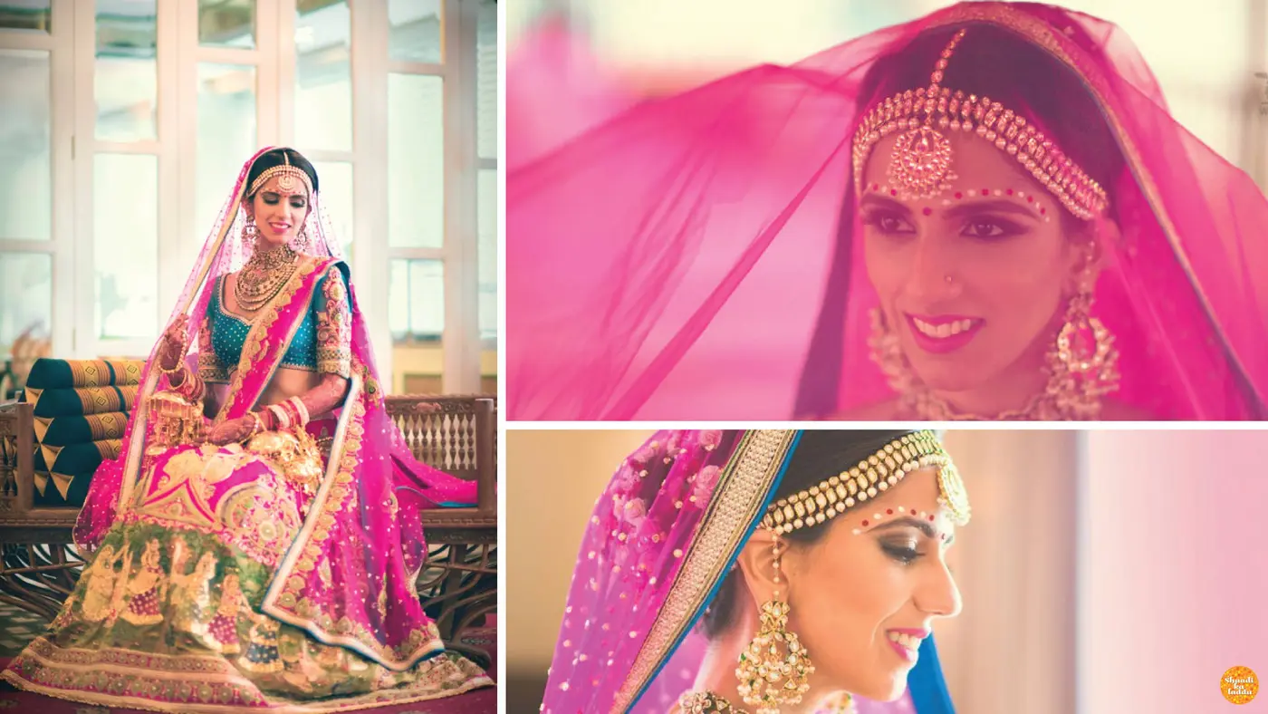 Madhubani patterns etched out on her Nishka Lulla lehenga