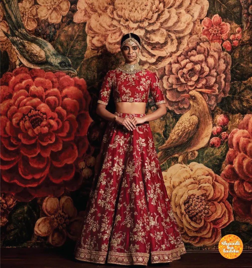 wine red lehenga