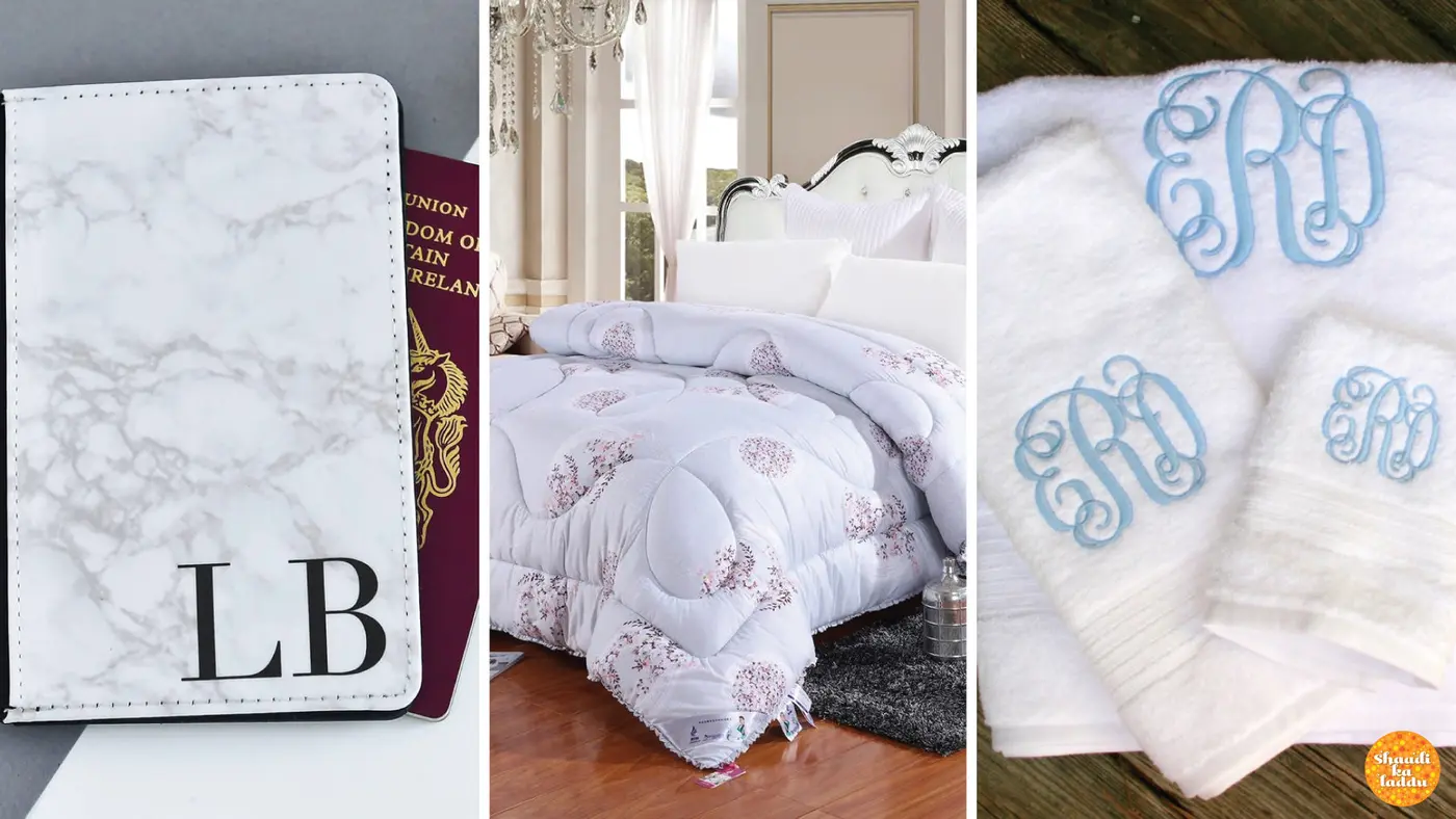 Monogram sign on beddings and wallets