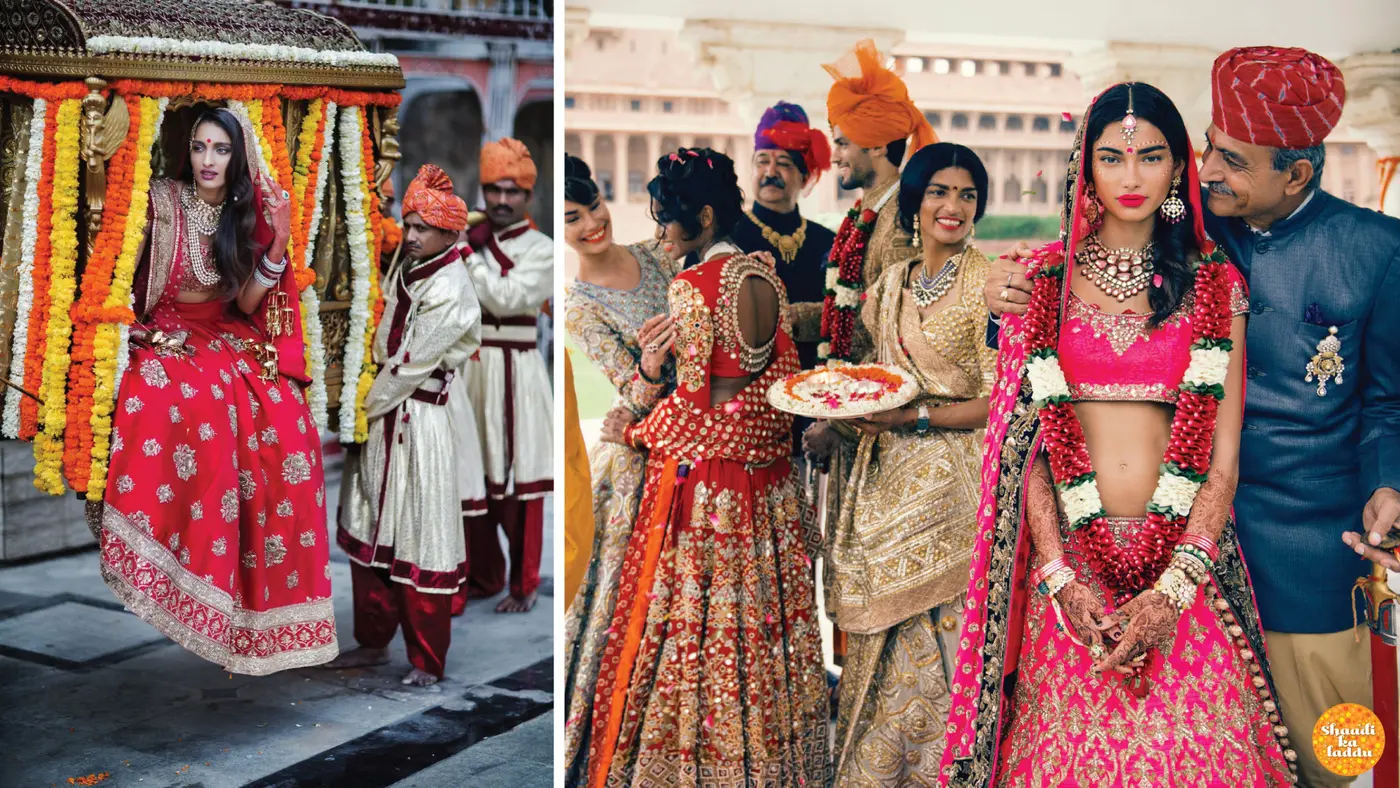 Wedding pictures displaying bridal models at wedding