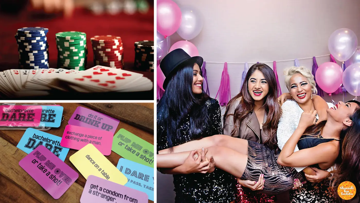 Poker coins and girls party