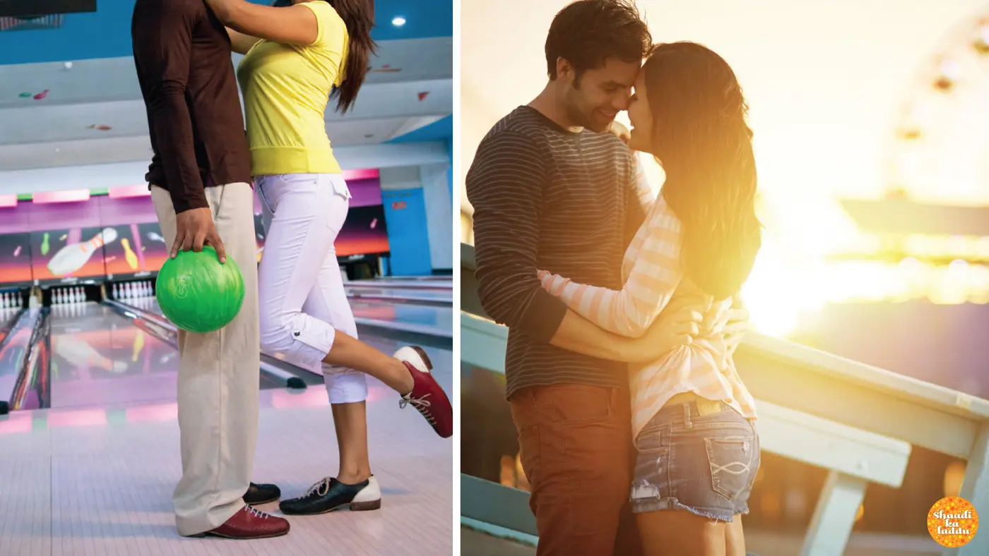 Couple at bowling arena