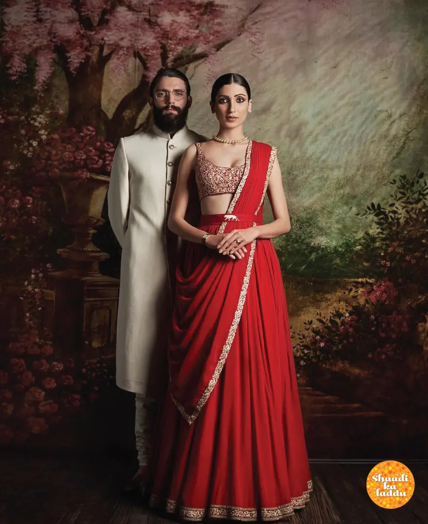 red coloured lehenga