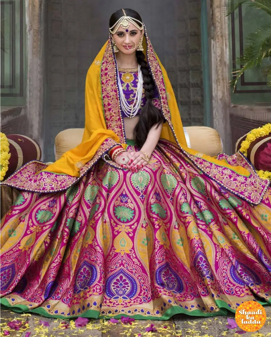 Colorful Benarasi bridal lehenga