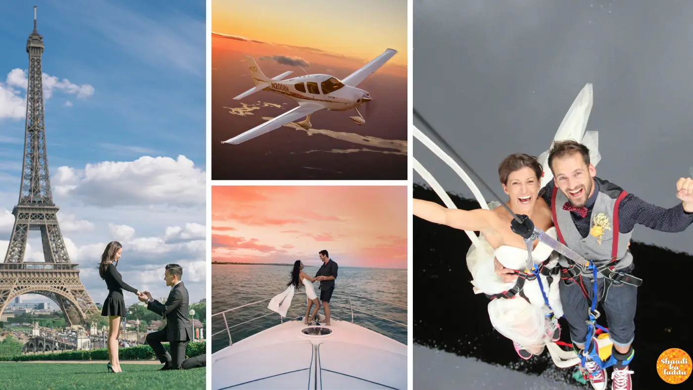 Shared couple experiences of travel and adventure at different locations