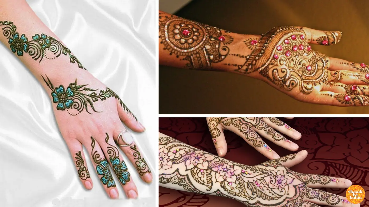 Sparkles and stones, glitter mehendi designs
