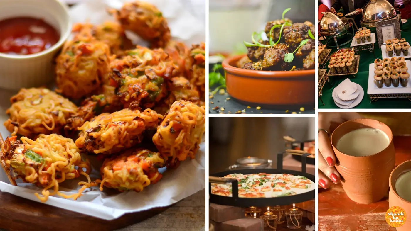 Indian delecacies of hot chai & pakoras served in kulhars