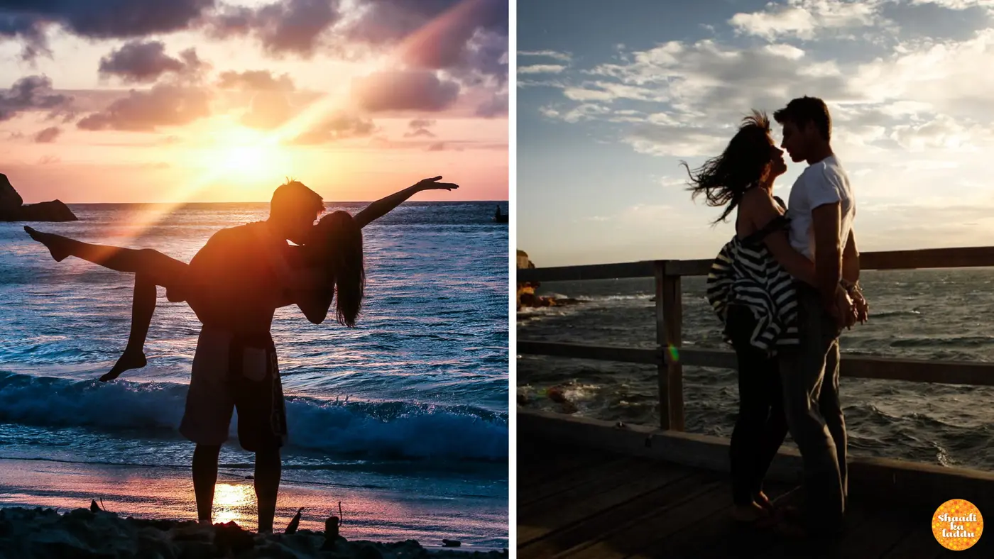 Couple romantic pictures at beach