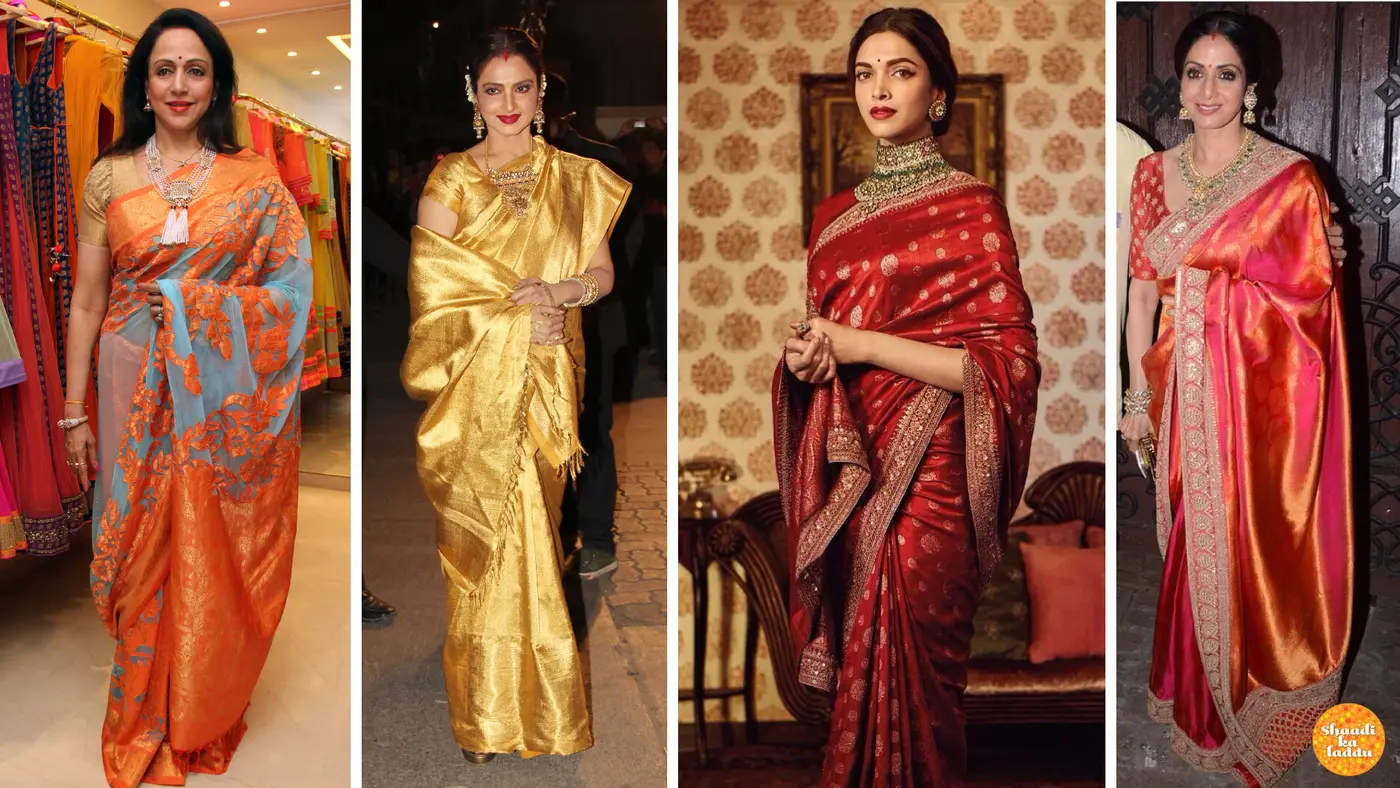Hema Malini, Rekha, Sridevi, in heavy elegant silk sarees