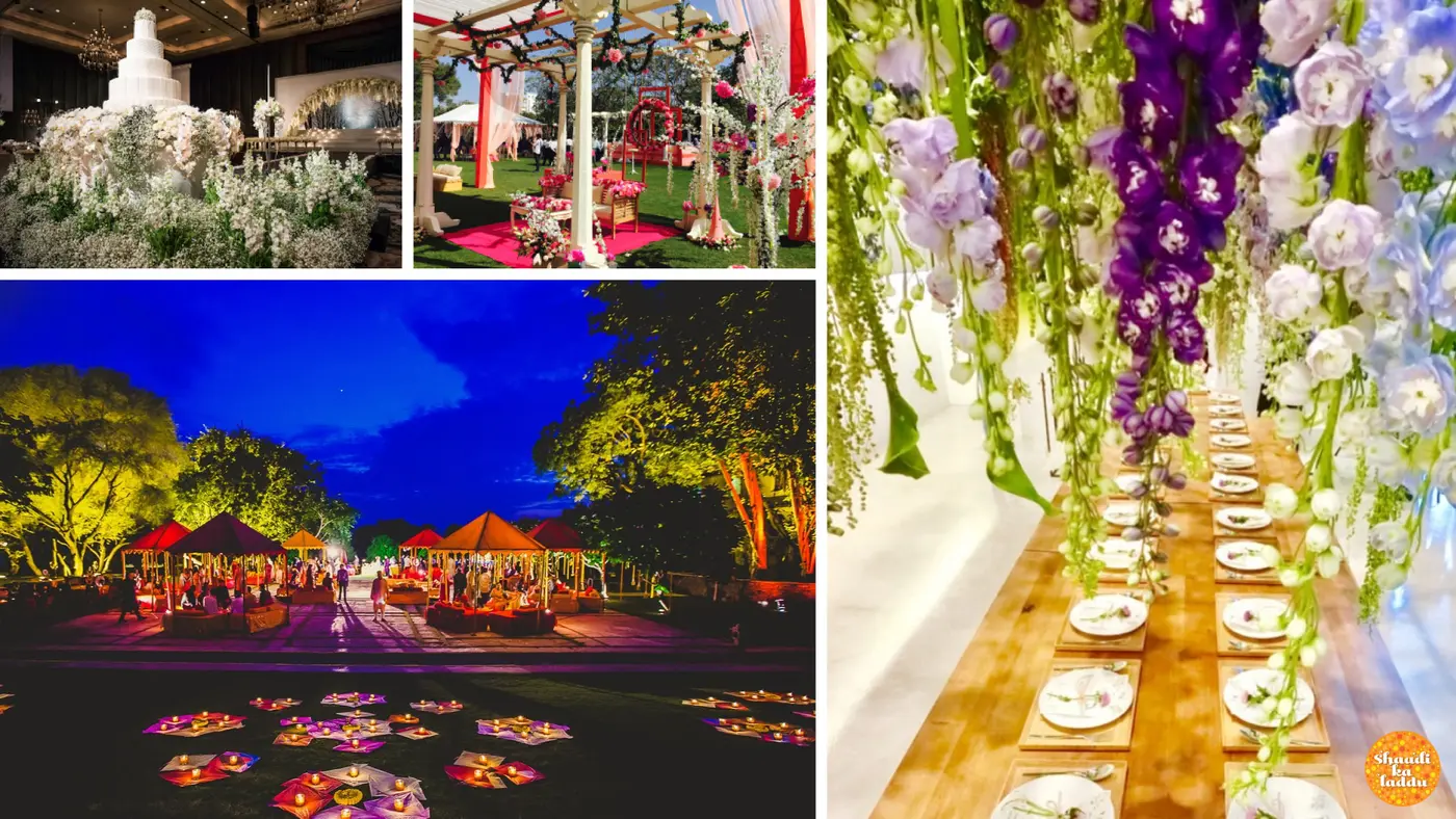 beautiful and colorful wedding decorations with help of different flowers and arrangements by wedding planner