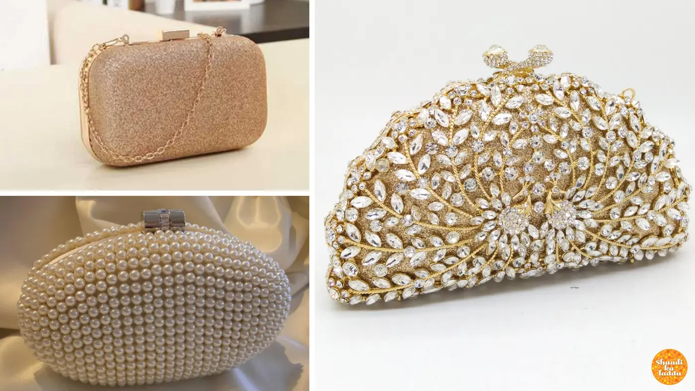 Classy, pearl studded, gem studded party clutches