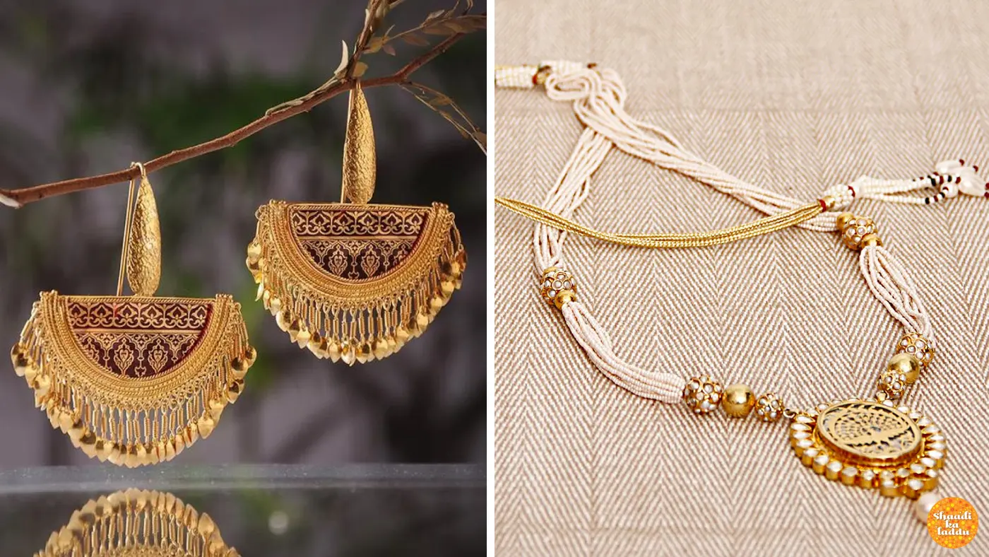 Gold embedded molten glass jewellery, Jaipur Thewa artistic jewellery
