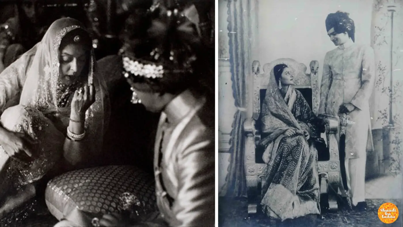 Wedding pictures of Gayatri Devi of Jaipur to Maharaja Sawai Man Singh II