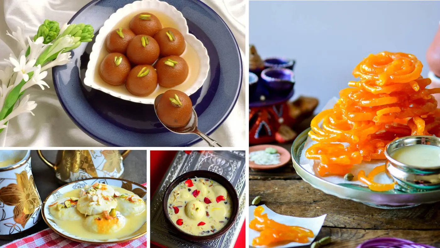 A Gulab Jamun, Jalebi And Ras Malai Counter